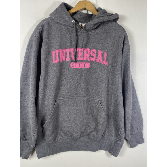 Universal Studios Hoodie Sweatshirt Size Large Mens Womens Gray Pink Pullover - Picture 3 of 9